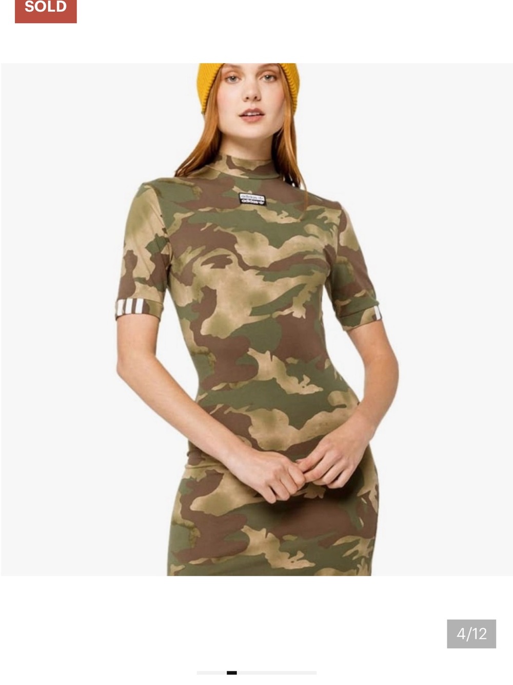 Adidas Originals All Over Print Tee Dress Hemp/Earth Green